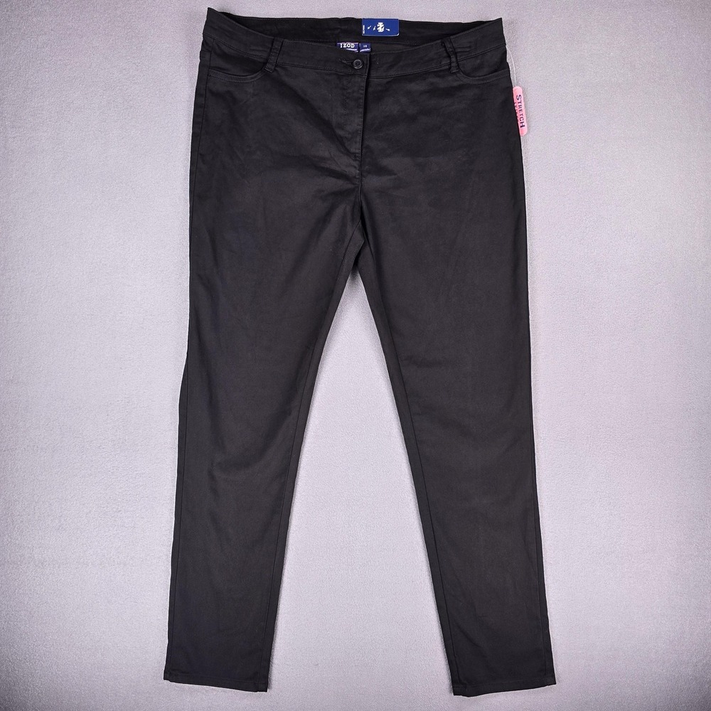 Izod Pants Womens 15 Black Stretch Skinny School‎ Uniform Easy Care New Office